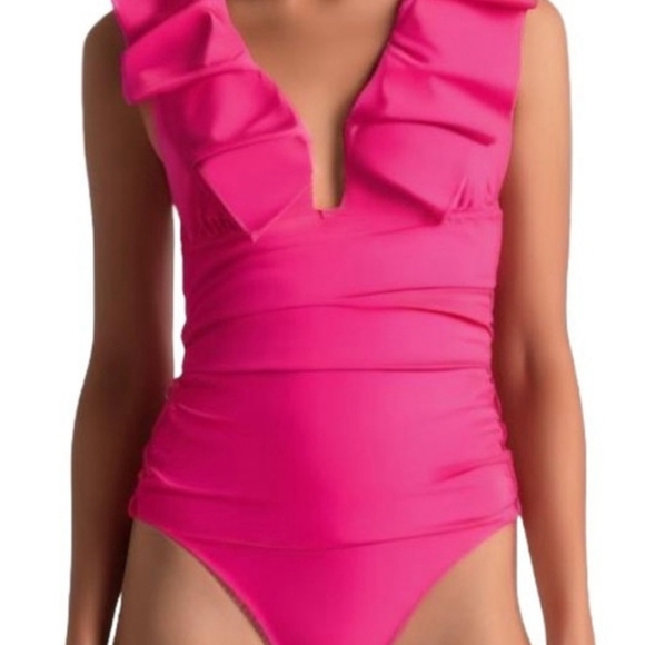 Pink Ruffled One-Piece Swimsuit - Picture 2 of 5